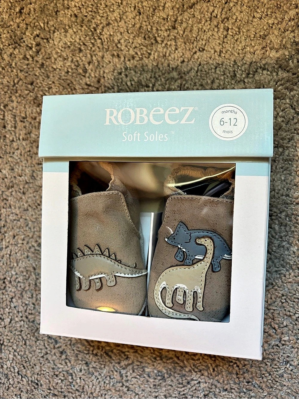 Robeez Dino Dan Soft Soles Baby Shoes Brown & Blue